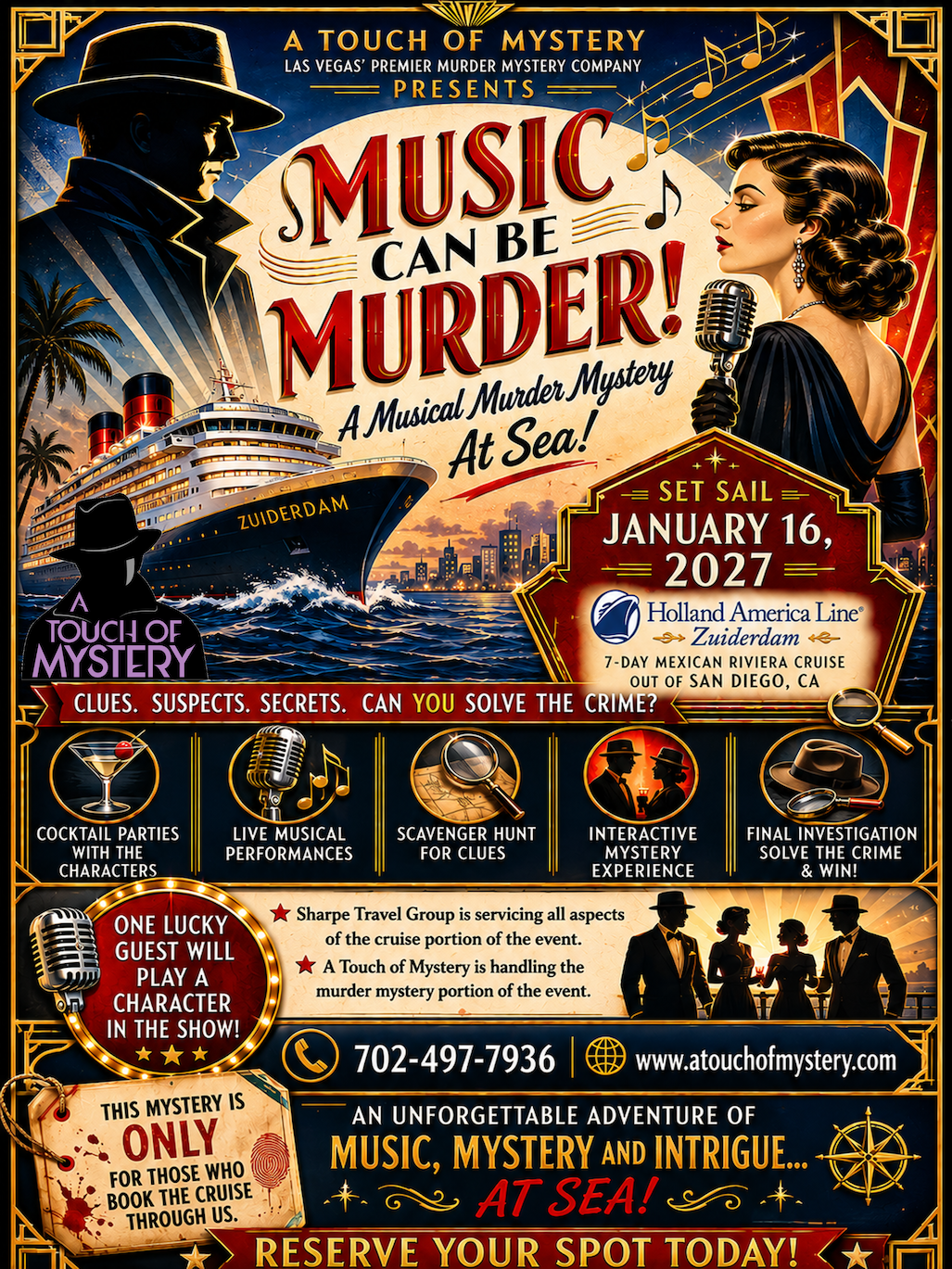Murder, Mystery & the Mexican Riviera: Set Sail on an Interactive Cruise Experience in 2027