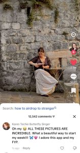 social media expert tiktok feed of pretty photo and airdropping to someone