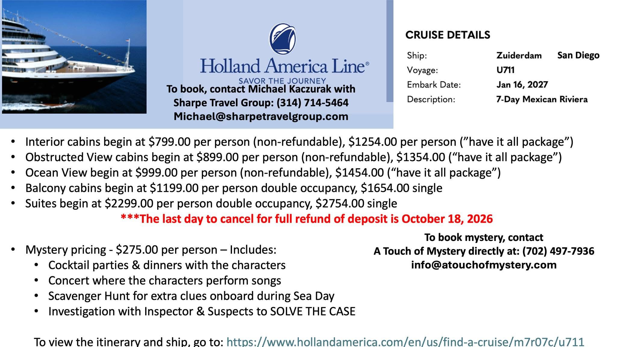 murder mystery cruise Murder Mystery Cruise 2027 from San Diego